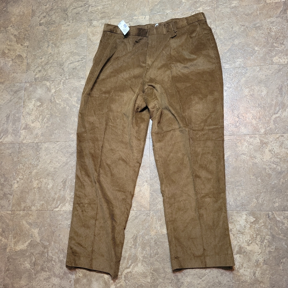 Lands End Corduroy Chino Pants Mens Size 40 (39x30) Brown Straight Leg Pleated
